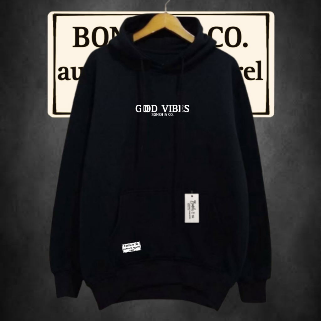 Hoodie Premium Distro slsl.store Sweater Hoodie Simpel Pria Wanita Kekinian Good Vibes Keren Hoodie Jumper Authentic Hitam Hoodie Terlaris