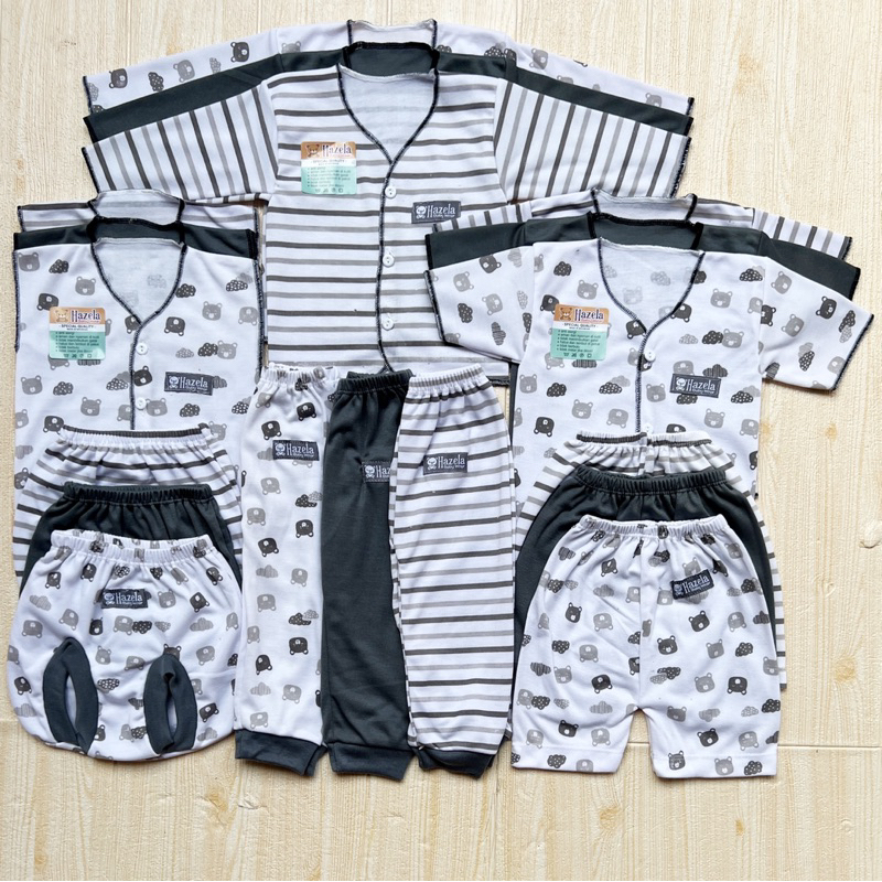 HAZELA ABU TUA SERIES - 18 PCS Paket Baju Bayi Kekinian Celana Bayi Setelan Bayi Baju Bayi Newborn Baju Bayi Baru Lahir Baju Bayi / Paket Baju Bayi Newborn Celana bayi Paket Lengkap Baju Bayi Newborn / Perlengkapan Bayi Baru Lahir Kado Gift Set Baby