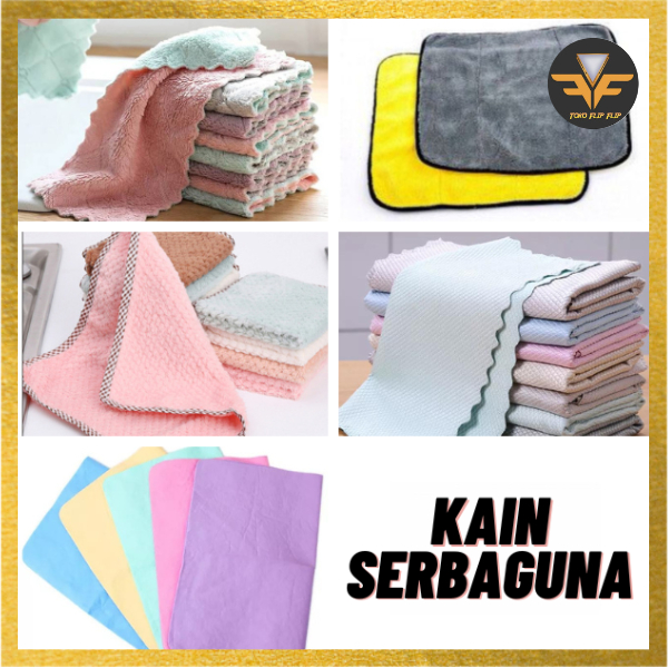 Kain Lap Piring Kanebo Kain Lap Tangan Gantung Meja Dapur Anti Minyak Bahan Microfiber / KAIN LAP MICROFIBER SERBET DAPUR LAP MICROFIBER