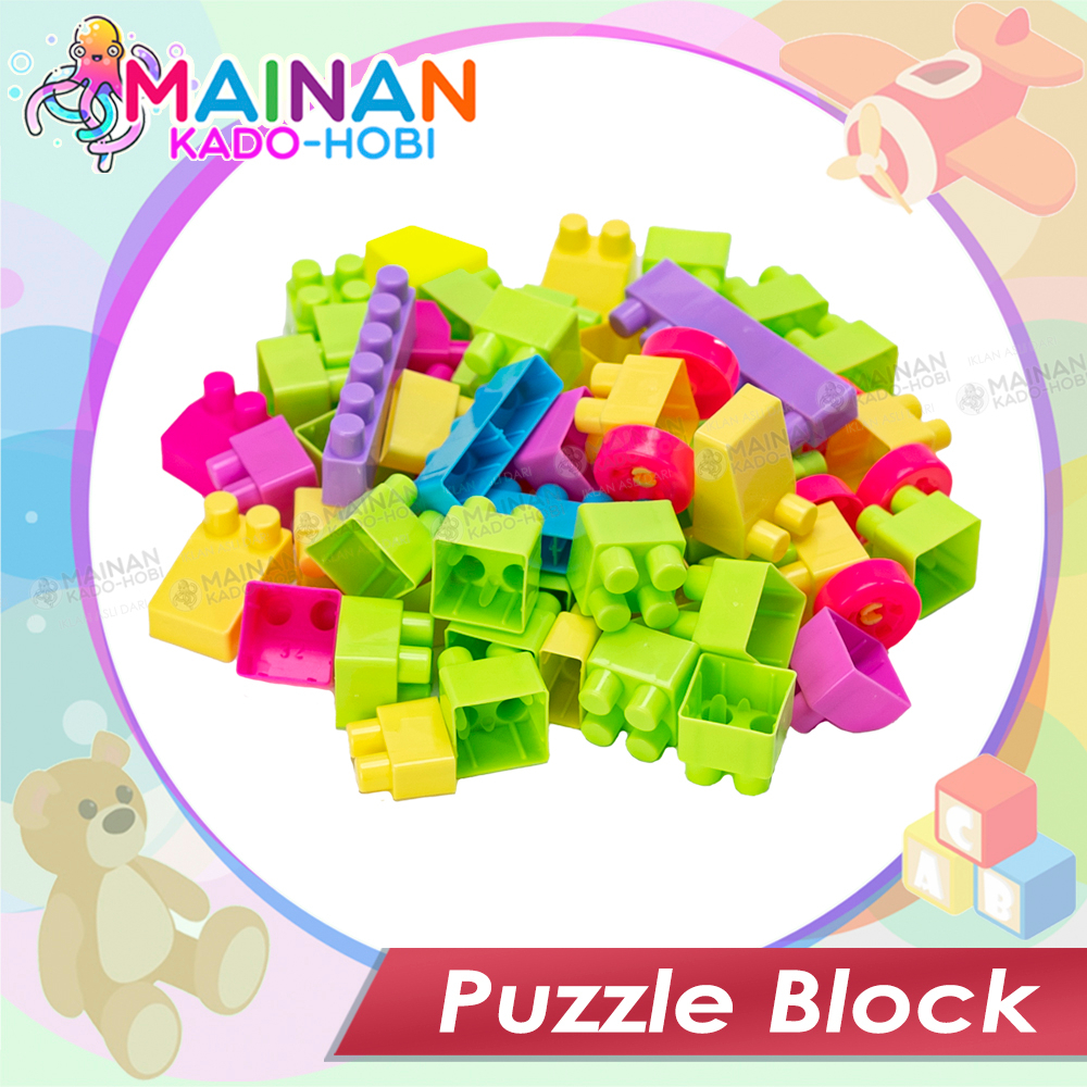 KADO ULANG TAHUN MAINAN ANAK EDUKASI MOTORIK SUSUN PUZZLE BLOCKS WARNA WARNI