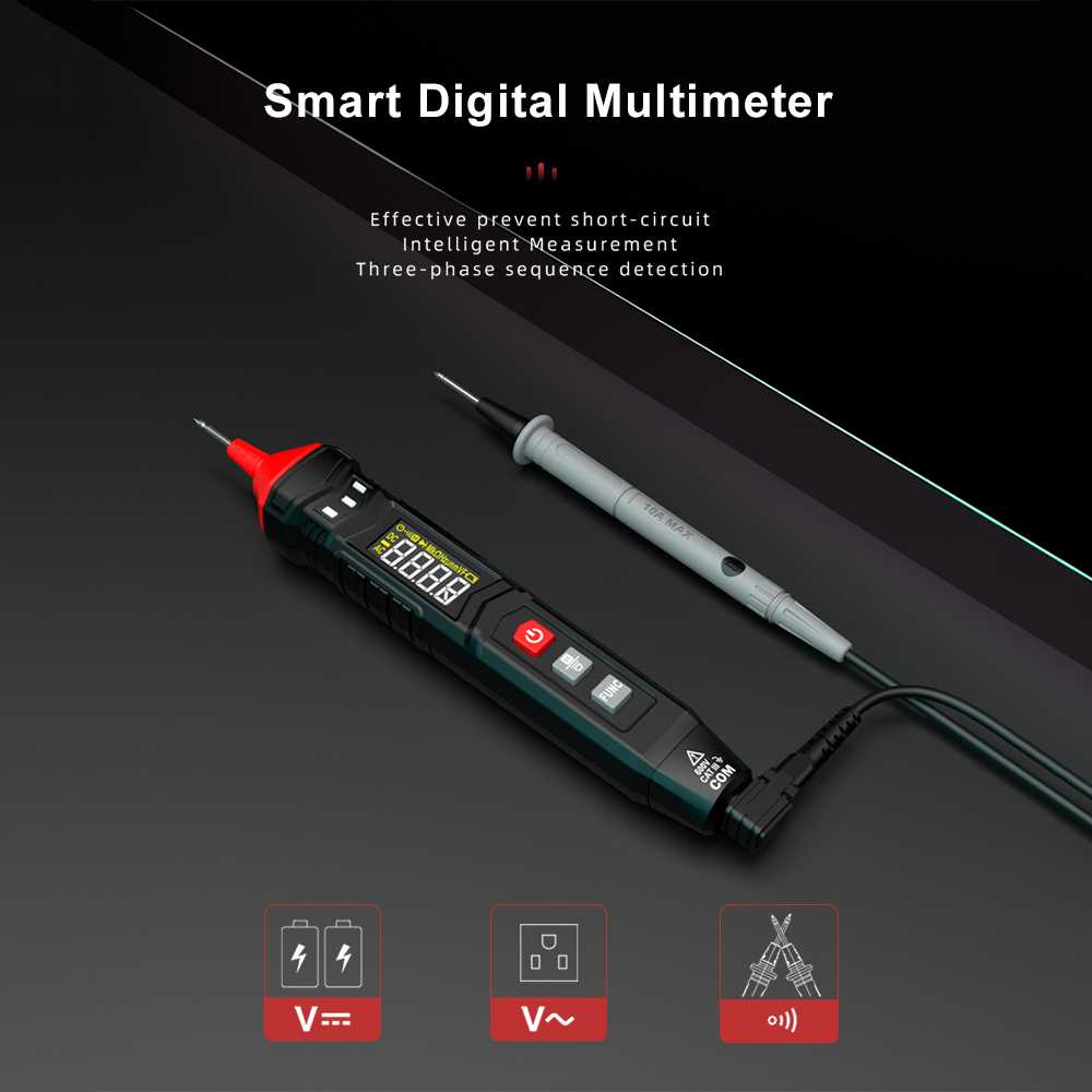 Digital Multimeter Voltage Tester Pen LCD Screen 4000 Count Alat Pemeriksa Arus Listrik Akurat Detail