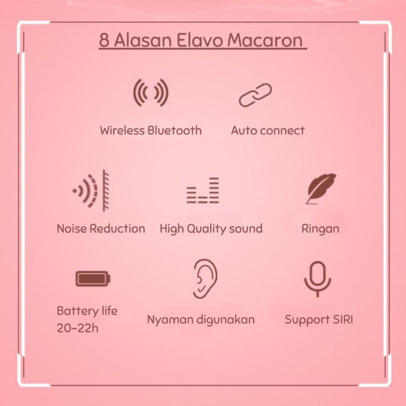 ELAVO Earbuds bluetooth Macaron pastel wireless headset High quality noise reduction microphone waterproof HIFI Sport