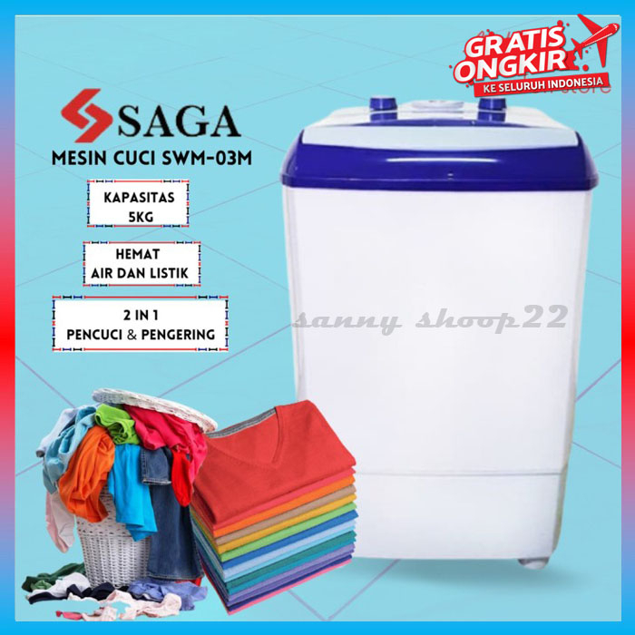 paket MESIN CUCI PORTABLE MINI SAGA SWM-03M 4'5kg - 5KG sudah sni di jamin ori premium