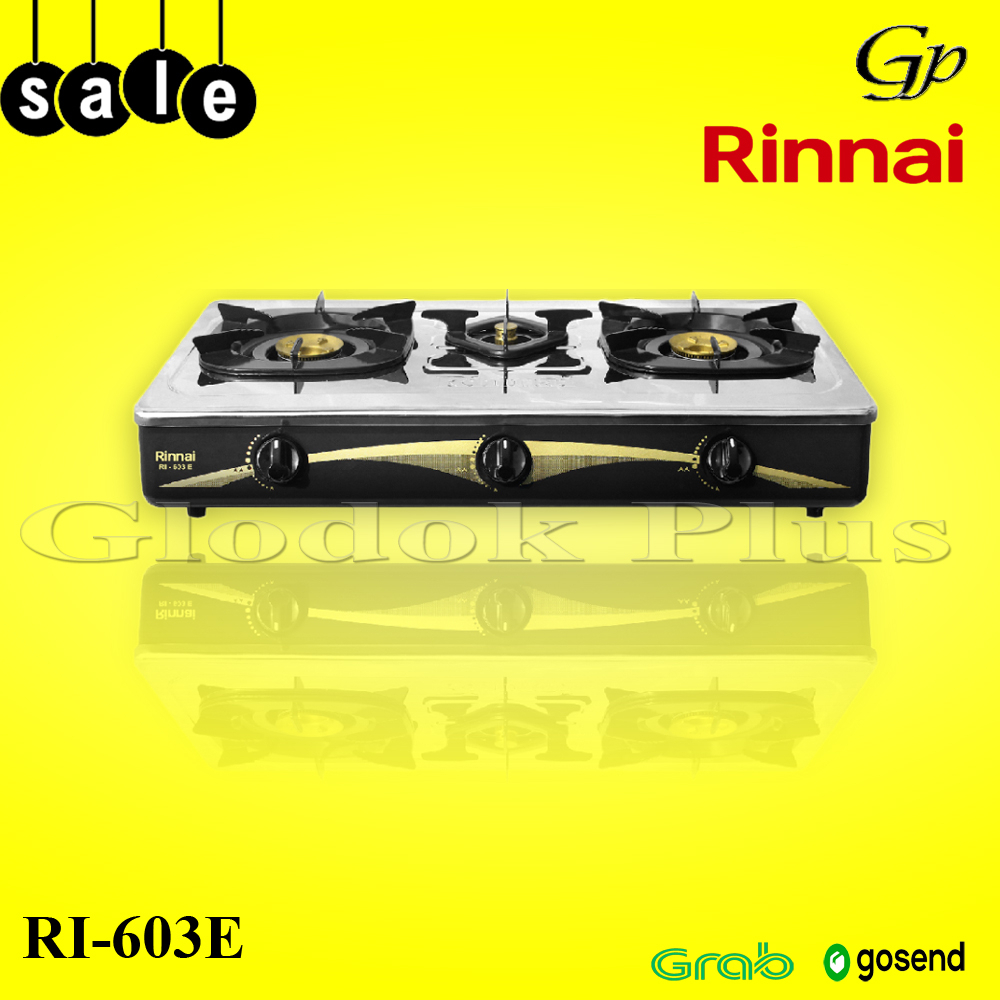 Rinnai RI-603e Kompor Gas 3 Tungku 603 e rinai stainless ri603e api lilin