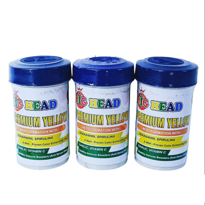 PAKAN IKAN PREMIUM YELLOW BIG HEAD BOTOLAN 35 GRAMuntuk ikan hias chaba chiclid penambah warna kuning pada ikan hias akuarium / colour booster