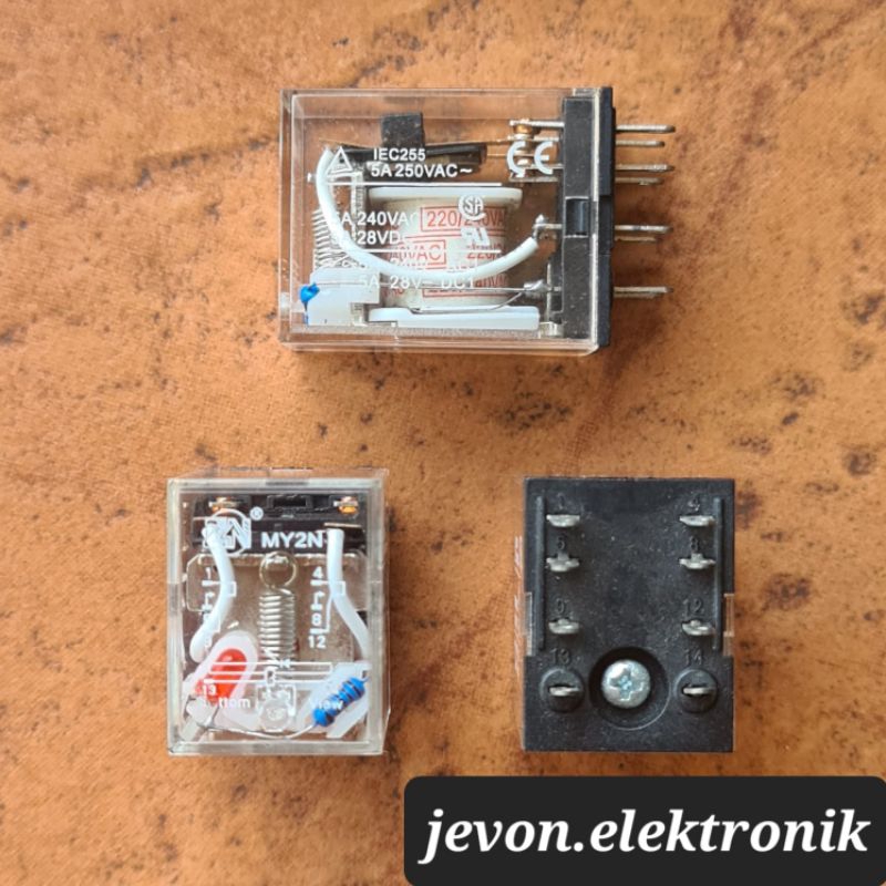 Relay Zn MY2N MY4N 8 14 P Pin Kaki 12 24 220 v volt Original 8p 14p 12v 24v 220v Transparan