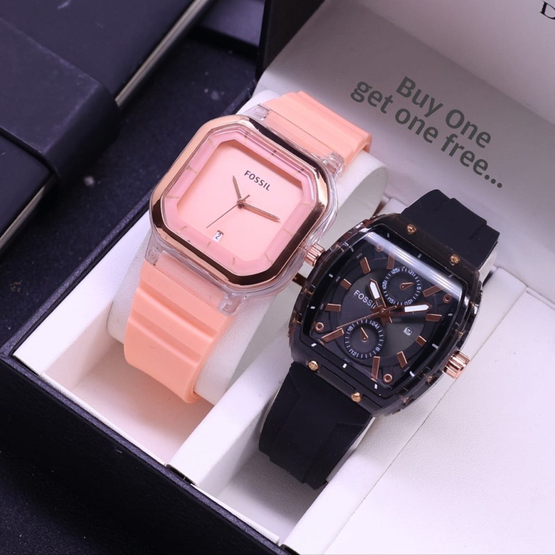 (Terima Cod)Jam Tangan Wanita Fashion Buy 1 Get 1 Paket Hemat kado Tanggal Aktif Hp Crono1+ Hp Casual Strap Rubber/Karet(Dikirim Jakarta)Best seller)