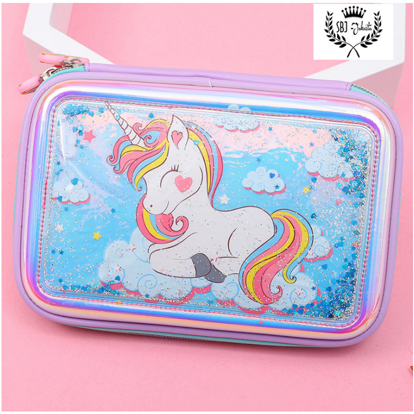 Tempat pensil Kotak pensil model mirip smiggle  Kittycorn Unicorn 3d Waterproof EVA Hardcase