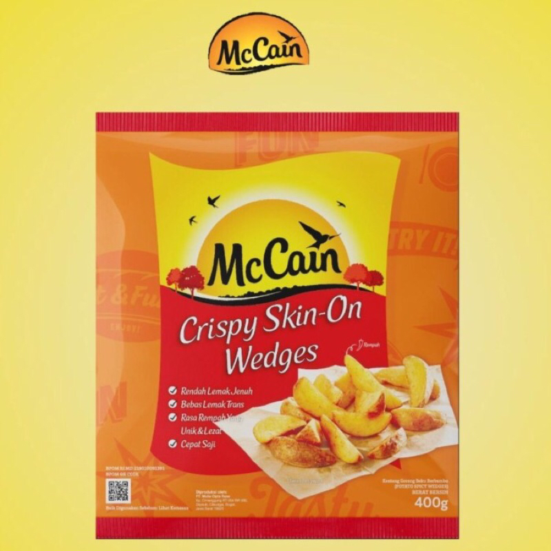

Mc Cain Crispy Skin - On Wedges (Fries Frozen) 400gram Per pack
