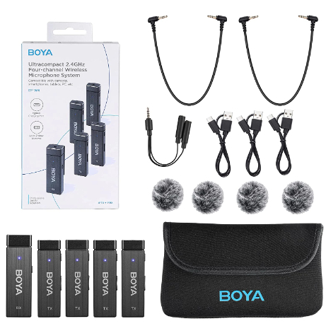 BOYA BY-W4 Ultracompact 2.4GHz 4-Channel Wireless Microphone System