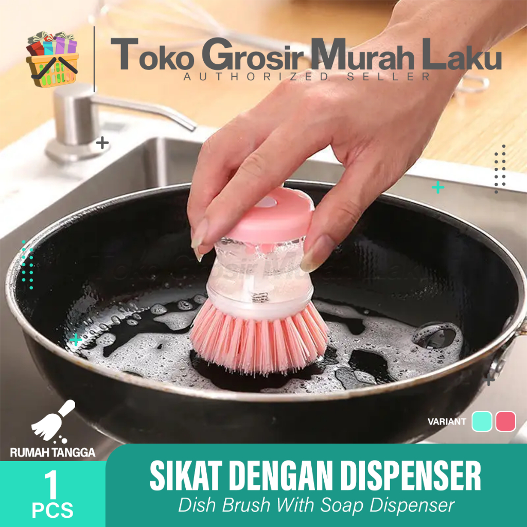 ALAT SIKAT PANCI DISPENSER TEMPAT SABUN CAIR DAPUR CUCI PIRING SPONS