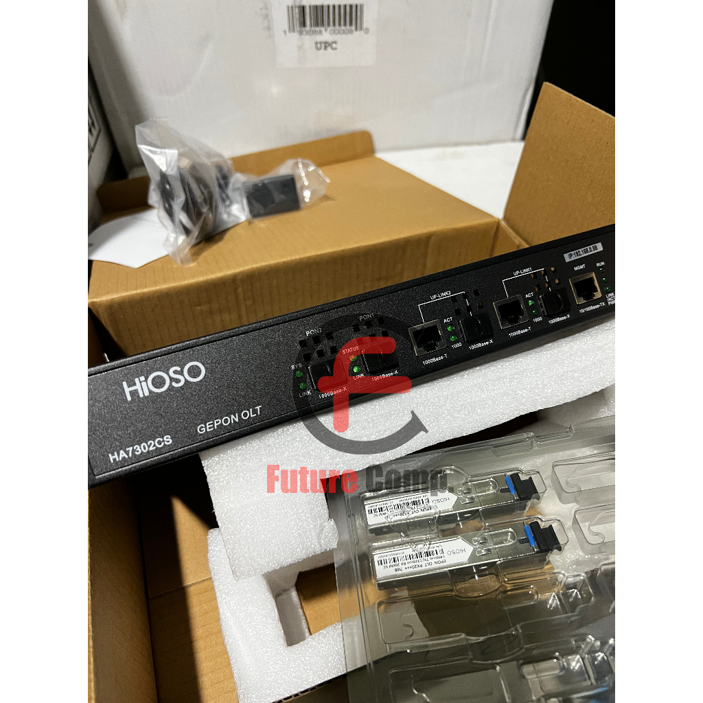 HIOSO EPON OLT HA7302CS AC DC 2-PON Termasuk SFP PX20+++