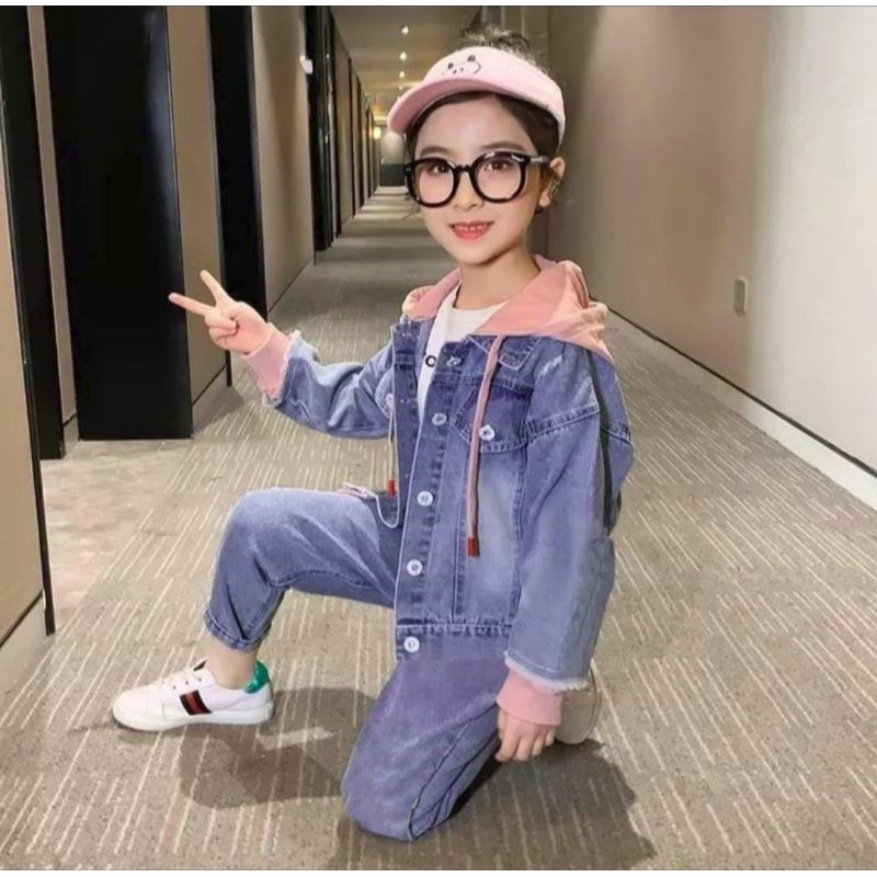 Disc Seven.Cloth Jaket Jeans Anak/Jaket Jeans Hoodie Anak Usia 2-14 Th