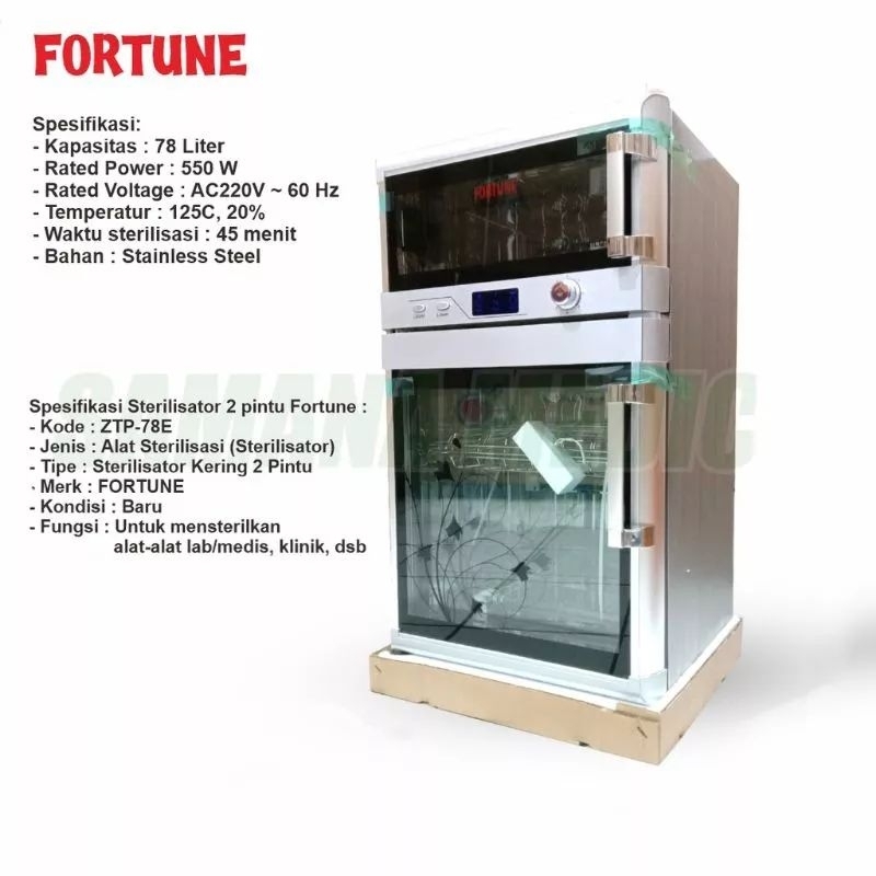 Sterilisator kering 2 pintu Fortune / Alat medis steril instrumen stelistizer