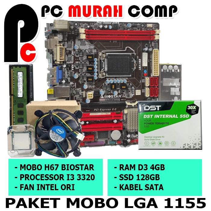 Paket Mobo Motherboard Mainboard LGA 1155 H67/ Paket tanpa Casing H67 plus RAM