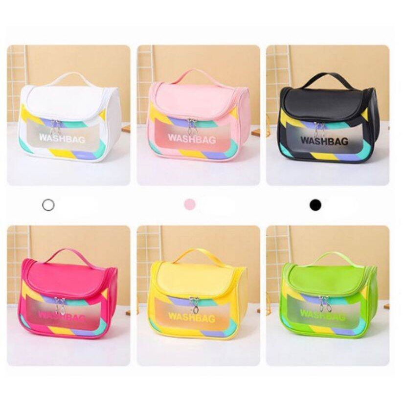 BABEE - Tas Kosmetik Transparan Washbag / Tas Make up / Pouch Kosmetik Travel Waterproof / Tempat Peralatan Mandi / Tempat Make up