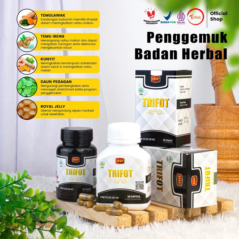 Trifot Penambah Berat Badan Herbal Alami Paket 3 Botol Isi 30 Kapsul