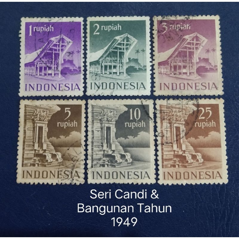 Prangko Lawas Candi & Bangunan Tahun 1949