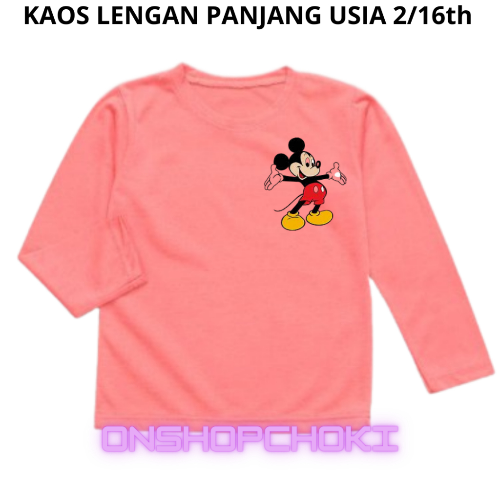 Kaos Anak Anak Lengan Panjang Gambar MEKY Unisex Cowok Cewek Usia 2-16th Kaos oblong anak