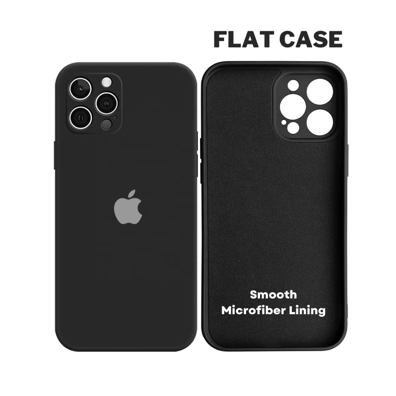 Ultrathin Flat Square Softcase Black Doff iPhone X XS XR 11 12 Mini 13 Pro Max 14 Plus Microfiber Cloth Inside