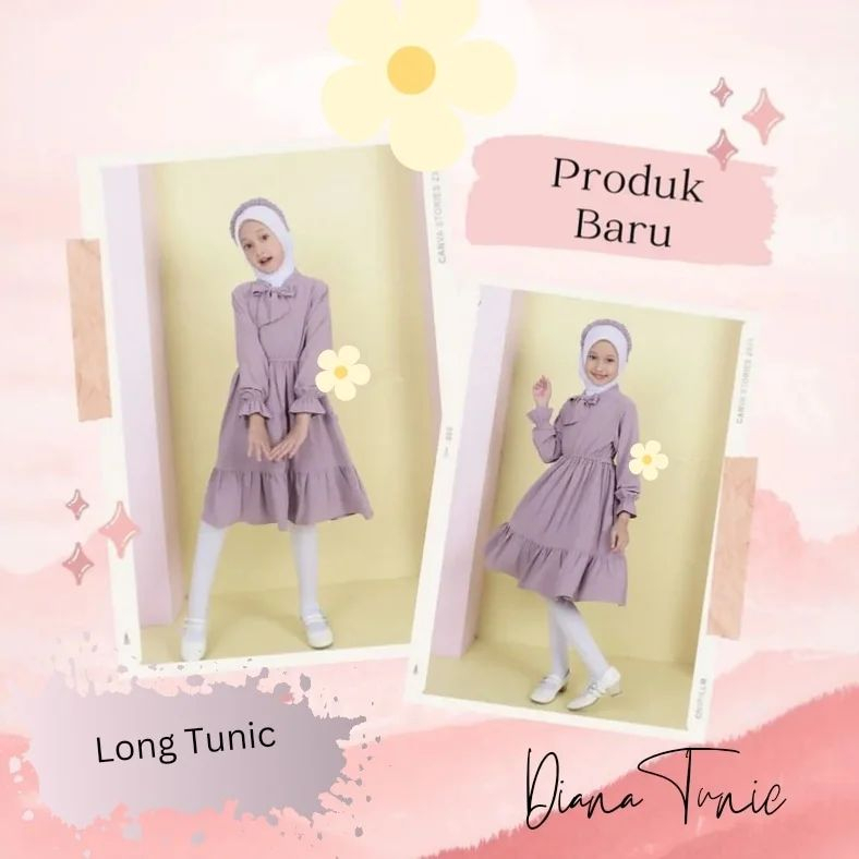 DIANA TUNIK KIDS PAKAIAN MUSLIM ANAK PEREMPUAN UMUR 11 SAMPAI 13 TAHUN DIANA TUNIK ANAK TERBARU 2023 BAHAN CRINKLE AIRFLOW DRESS ANAK TREND MODEL KEKINIAN OOTD KOREAN STYLE KIDS ELEGANT