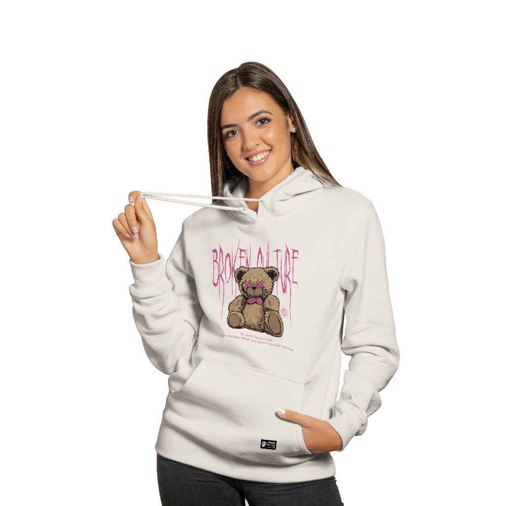 DEZIROSE Sweater Hoodie Bear Broken Culture Pria &amp; Wanita Distro Fleece Tebal Premium Size M-XXL