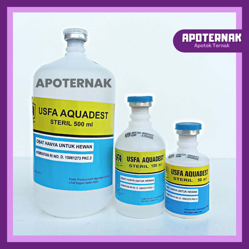 USFA AQUADEST 100 ml | Aquades Air Streril | Cairan Pelarut Vaksin atau Obat Bubuk | Cairan Pencuci Spuit