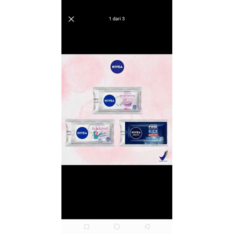 DEODORANT NIVEA SACHET /PER 6PCS / Men ice cool / hijab fresh / extra Brightening