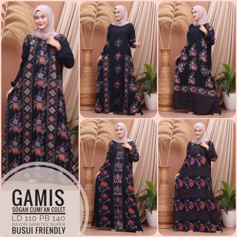 Gamis batik sogan colet