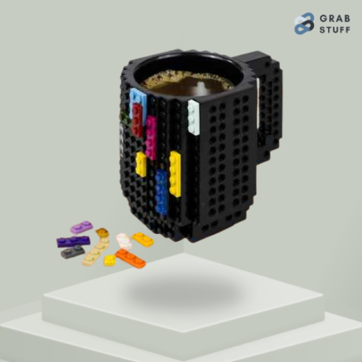 Gelas Mug Model Balok Susun Puzzle LEGO Build-On Brick Toy Cup 350 ml / Gelas Anak Mainan Balok Brick Food Grade Gelas Minum Unik Lucu Seru Bagus Aman Murah Berkualitas / Gelas Glass Lego Cangkir Minum Anak Minuman Susu Kopi Teh Hangat Minuman Dingin
