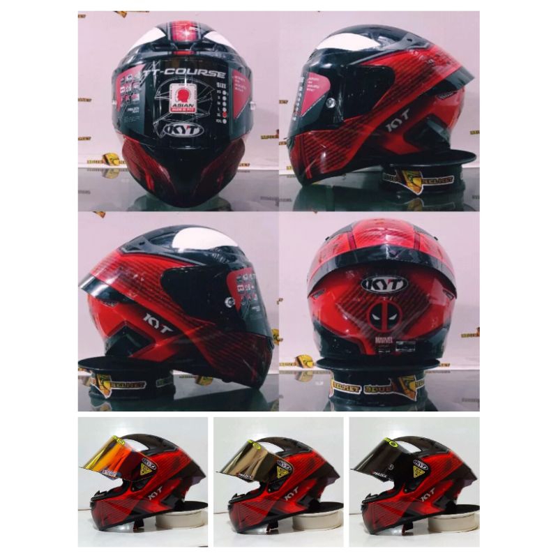 Helm KYT TT Course Marvel Deadpool Paket Ganteng Limited edition Original SNI-DOT