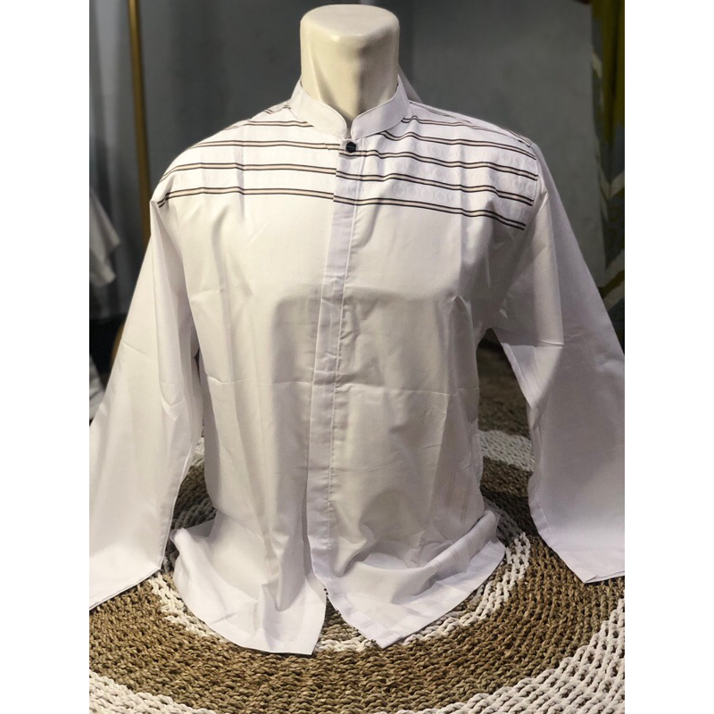Baju koko Pria dewasa lengan pendek bordir termurah terkini bahan katun madinah