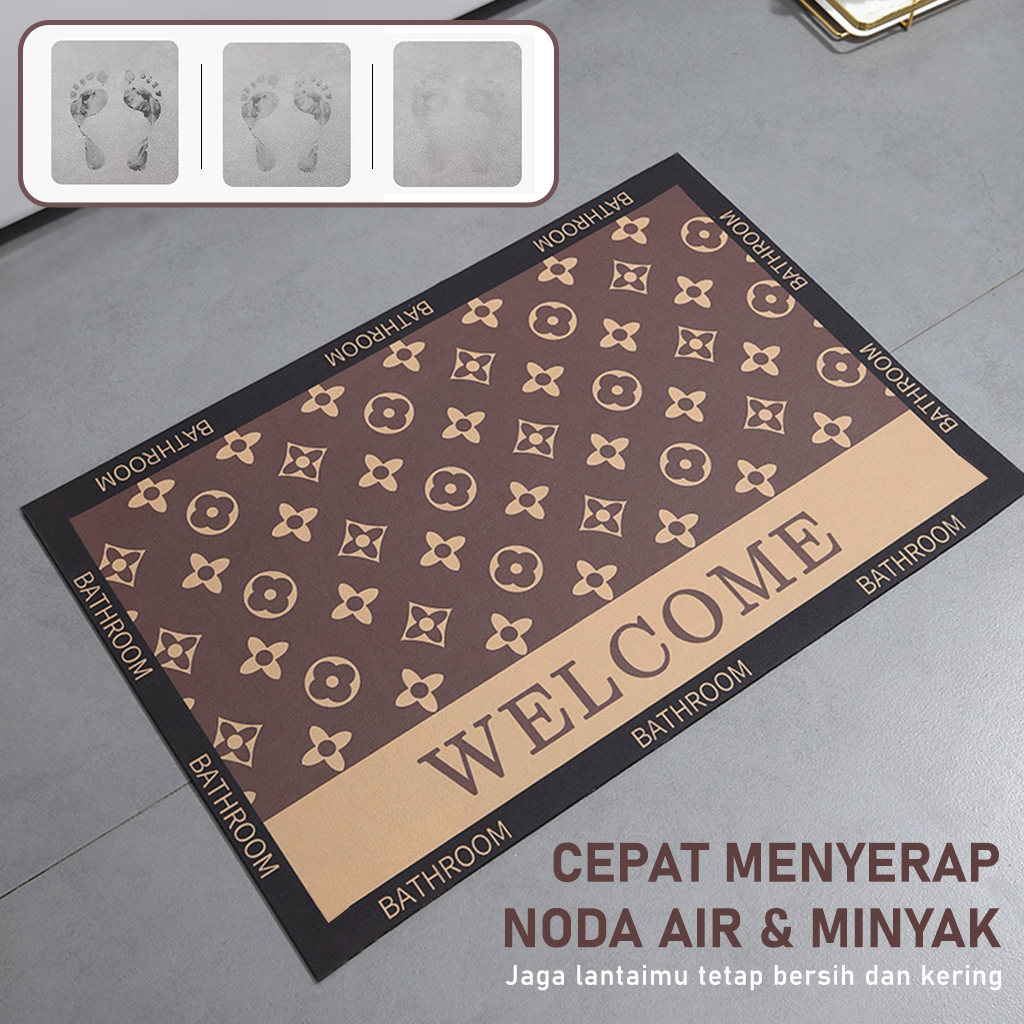 Keset Lantai Motif Tebal Ukuran 40cm x 60cm Bahan Diatomite &amp; Paper Fiber Minimal;is Dan Modern - D2A3