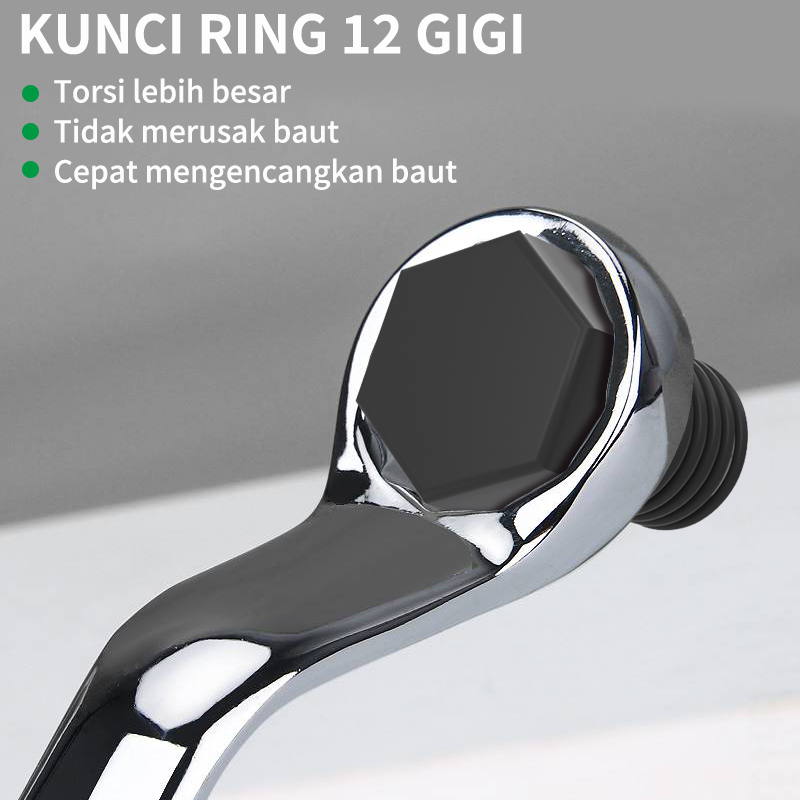 ISKU Kunci Ring pas 1 set lengkap 8x10 10x12 12x14 13x15 14 x17 16x18 17x19 19x21 22x24 dan 24x27mm