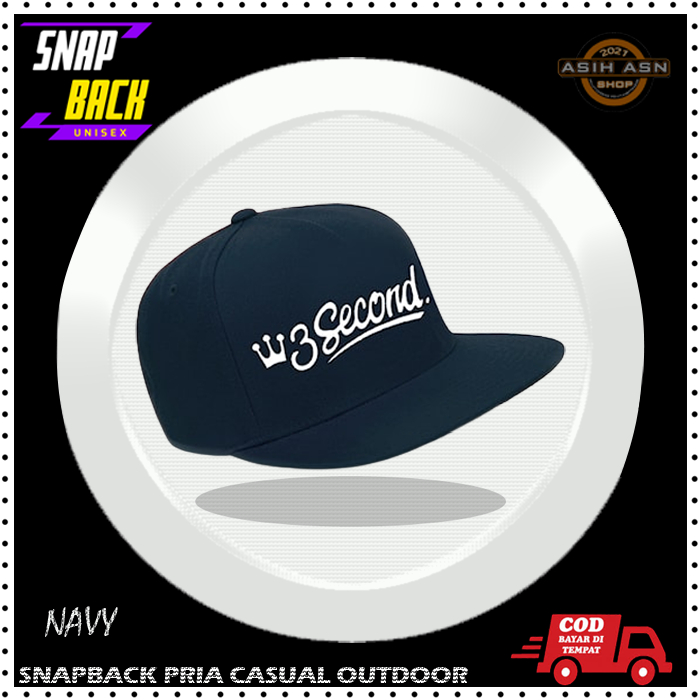 Topi Pria / Snapback Hat / Hip Hop / New Style / Topi Snapback Pria 3SCN US Navy Tex Putih / Topi Co
