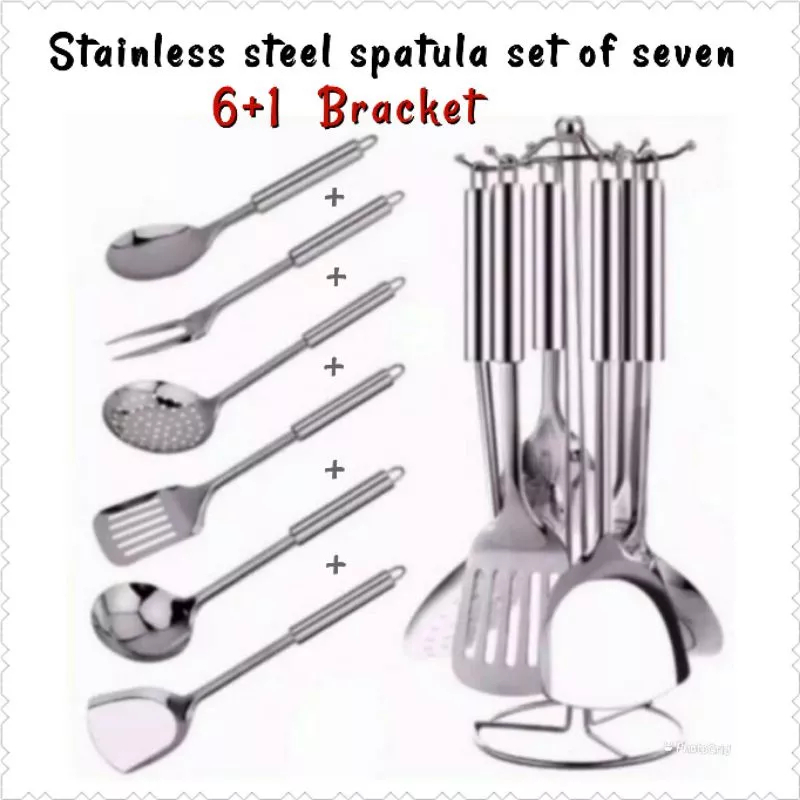 Kitchen tools set 7 pcs stainles alat dapur masak spatula set sutil / Spatula stanliess set gantung