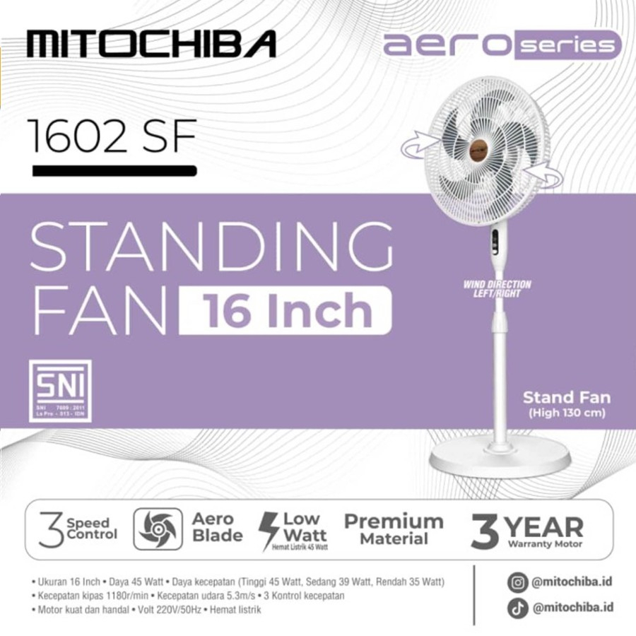 Mitochiba Kipas Angin Berdiri 16 Inch Standing Fan Aero Series 1602 SF