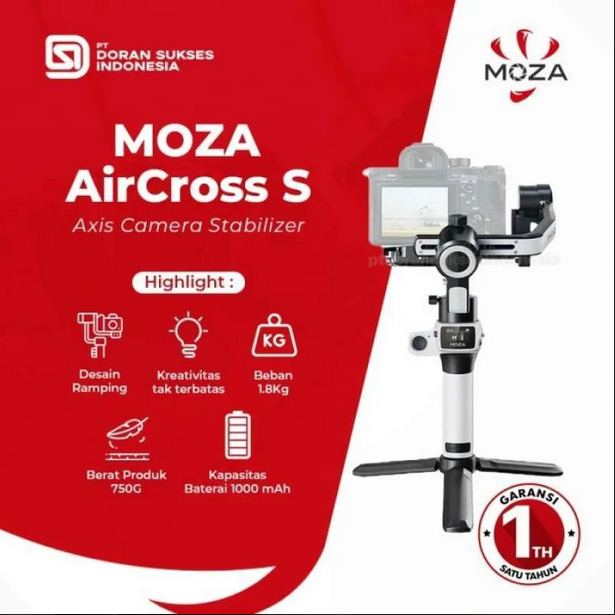 Moza AirCross S Gimbal Stabilizer HP dan Kamera 3 - Axis - Garansi Resmi 1Tahun