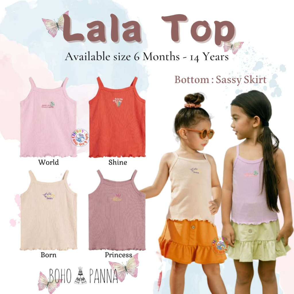 Bohopanna Lala Top 6 Bulan - 14 Tahun Tanktop Curly Reeb Anak Perempuan / Atasan Fashion Anak Perempuan CBKS