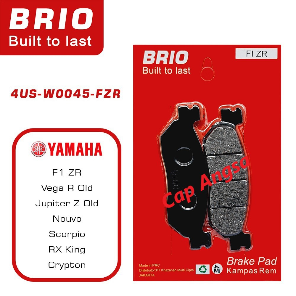 BRIO FRONT BRAKE PAD KAMPAS REM DEPAN DISC DISPED REM CAKRAM YAMAHA F1 ZR FI DISPAD 4US W0045 BRAKEPAD 20PCS