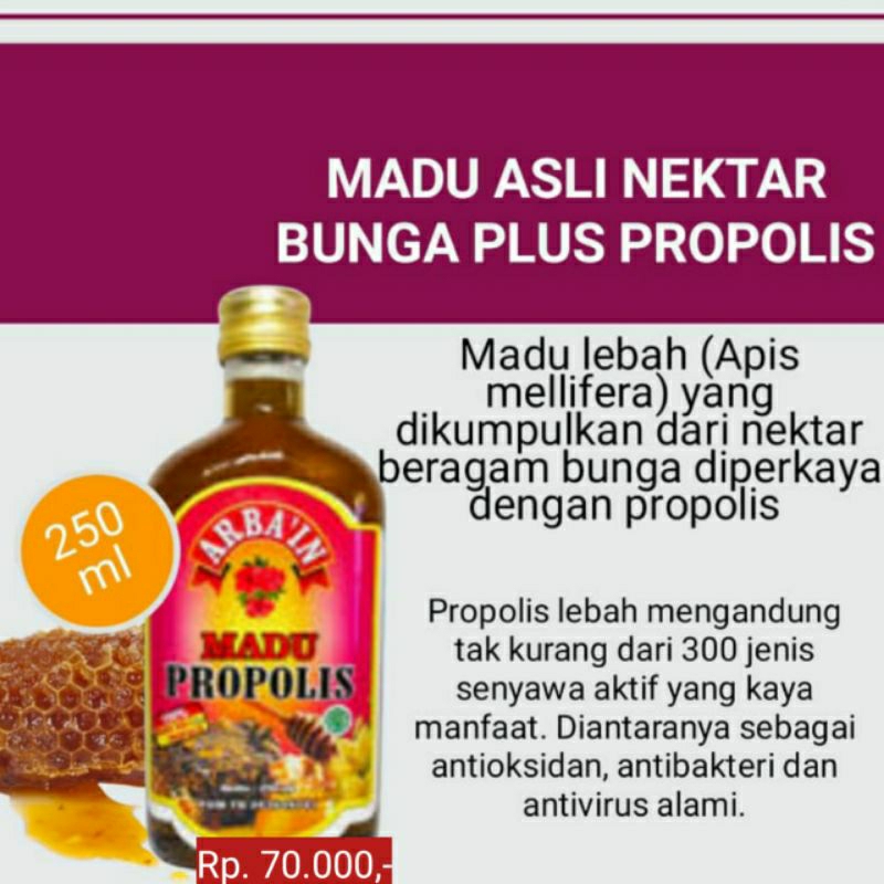

madu murni plus propolis arbain 250 ml