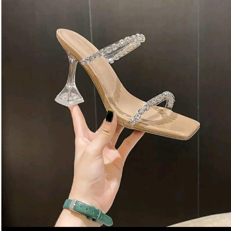 high heels kaca premium HANNAKO 7CM termurah heels kaca lancip