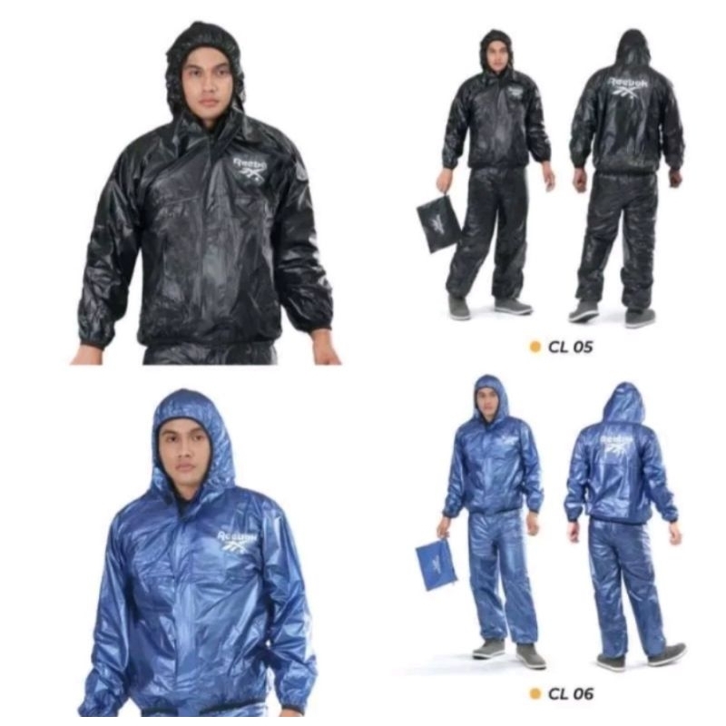Jas Hujan Sauna Reebok Pria Dan Wanita / Sauna Olahraga / Baju Sport Olahraga