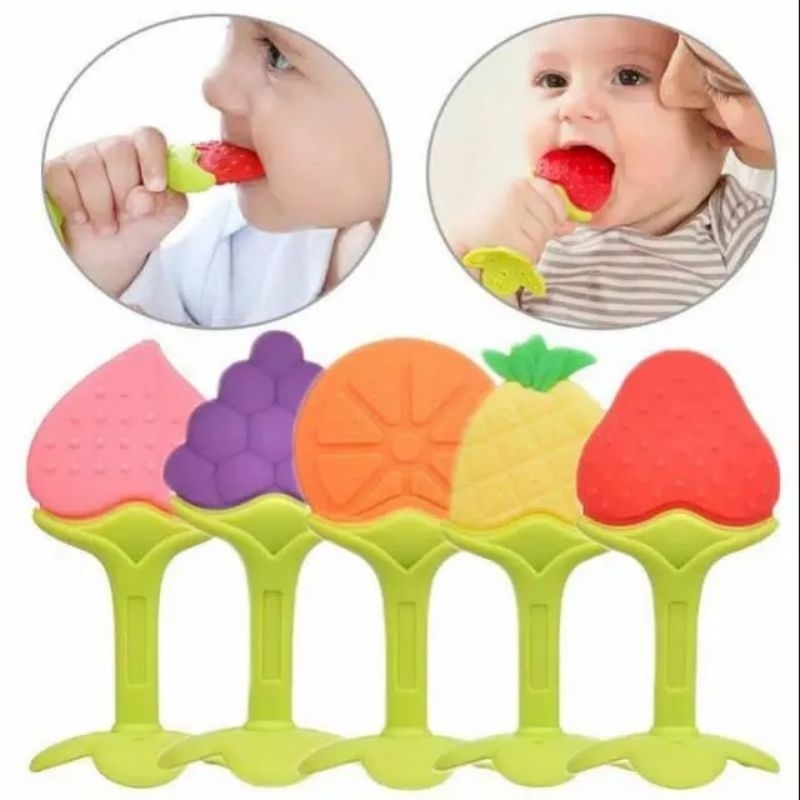 Teether Bahan Silikon Baby Fruit Teether Gigitan Bentuk Buah Bahan Slicone BPA