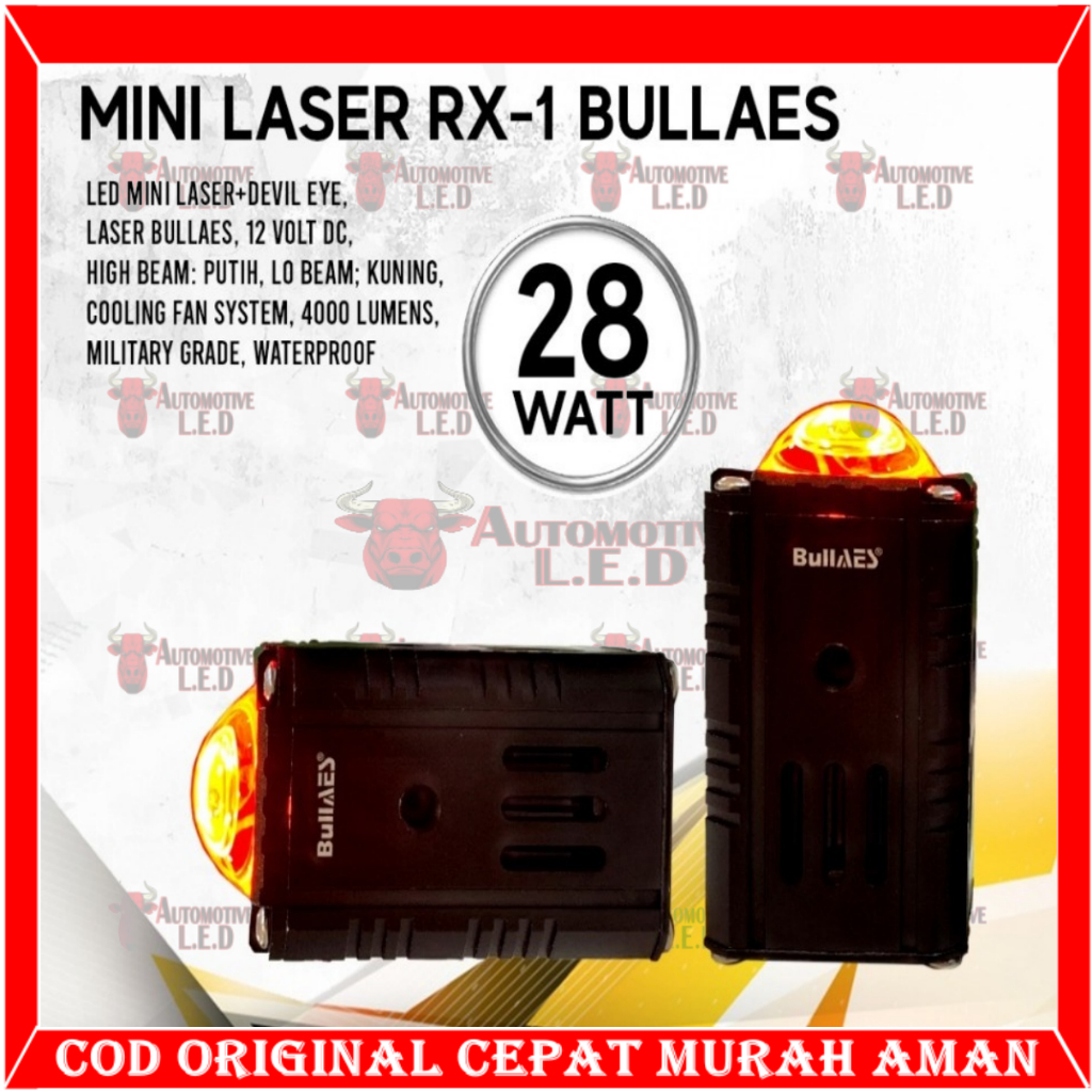 ORIGINAL LAMPU LED LASER RX1 MINI LASER RX-1 28 WATT  FREE SAKLAR SPION MERK BULLAES X1 MINI LED