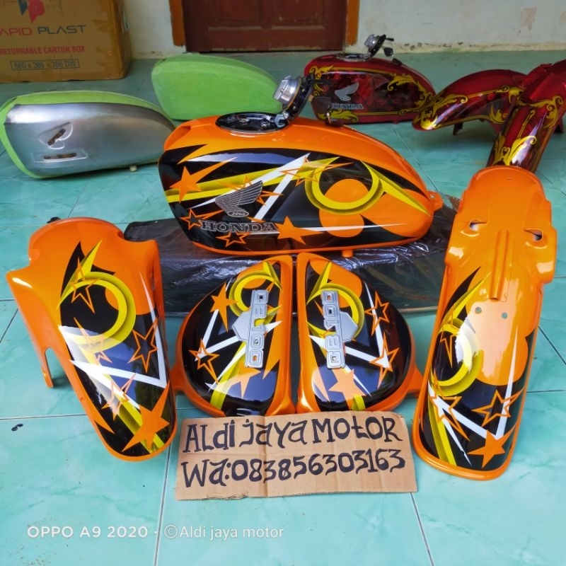 tangki cb body set cb tutup ninja motif Airbrush terbaru anti karat kuat sudah di resin dalamnya