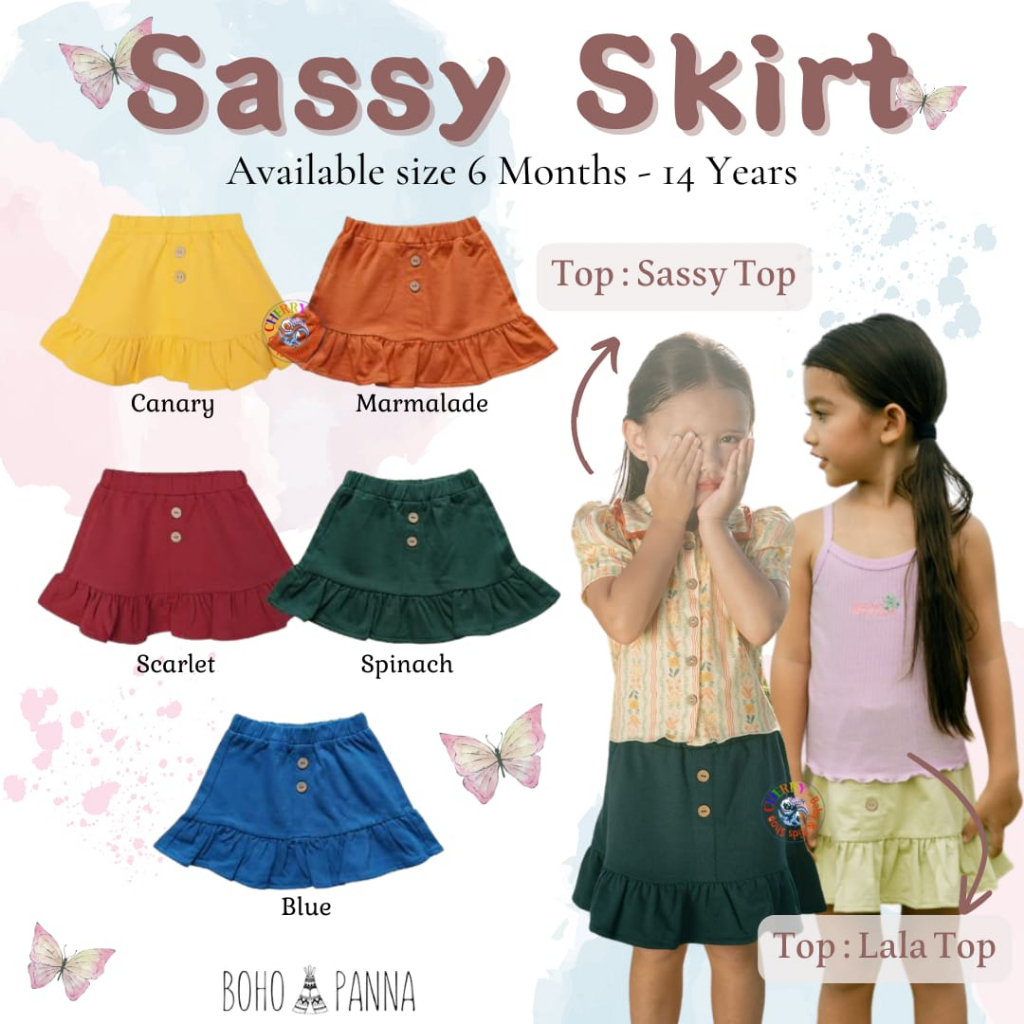 Bohopanna Sassy Skirt Cream 0-10 Tahun Rok Ruffle Kancing Fashion Anak Perempuan CBKS PART 2