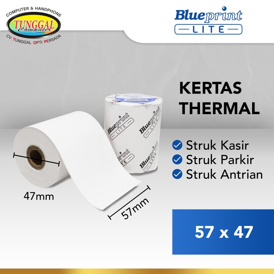 

Kertas Thermal BLUEPRINT Lite 57x47 mm Kertas Kasir Kertas Struk EDC - 10 Rolls