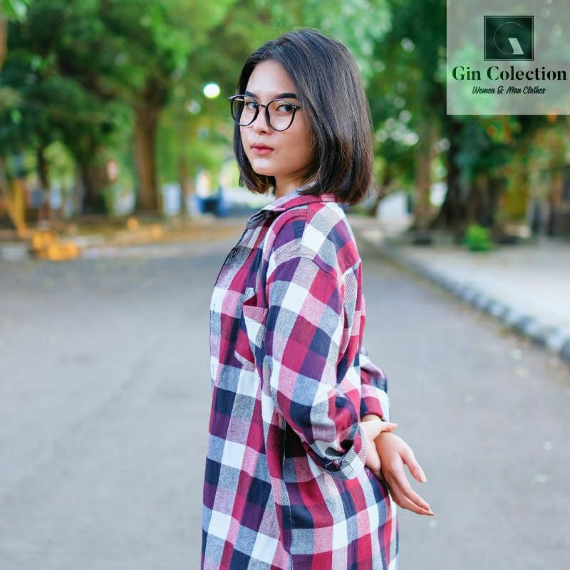 flanel wanita atasan wanita flanel lengan panjang kotak kotak kualitas premium