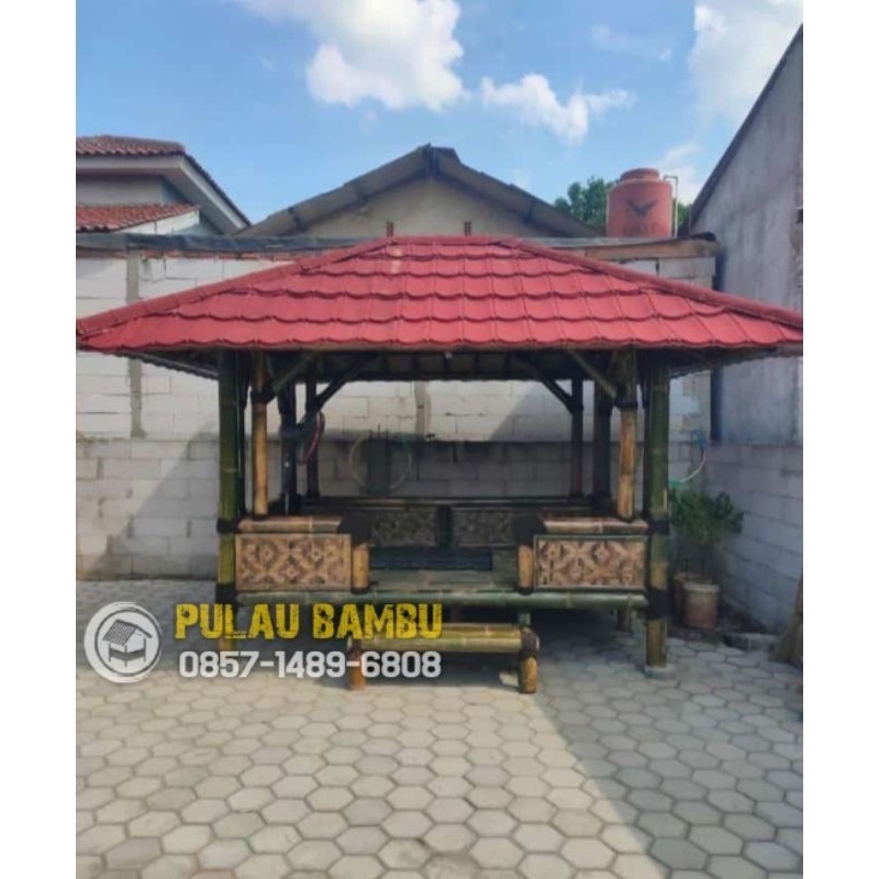 Saung Gazebo Bambu Genteng Metal 3x2